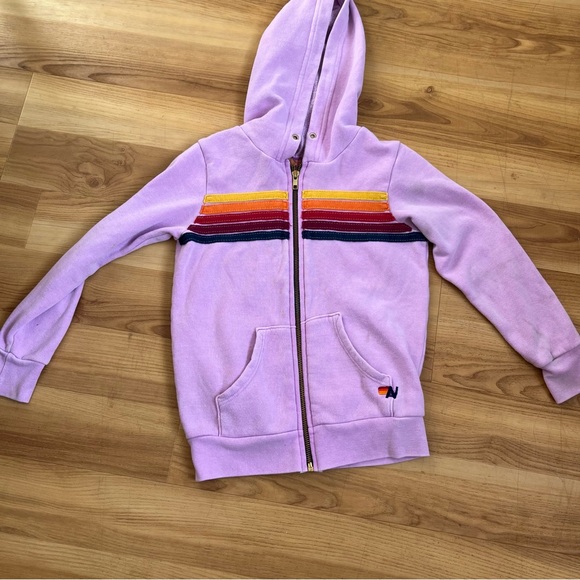 Aviator Nation Lavender Hoodie with Rainbow Stripes - Picture 1 of 6